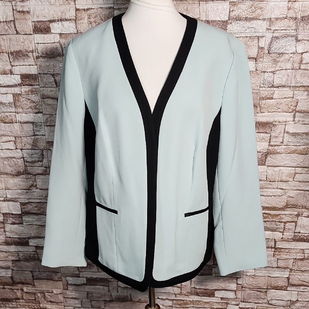 Kasper Brand New Elegant Women's Black and Light Blue Jacket